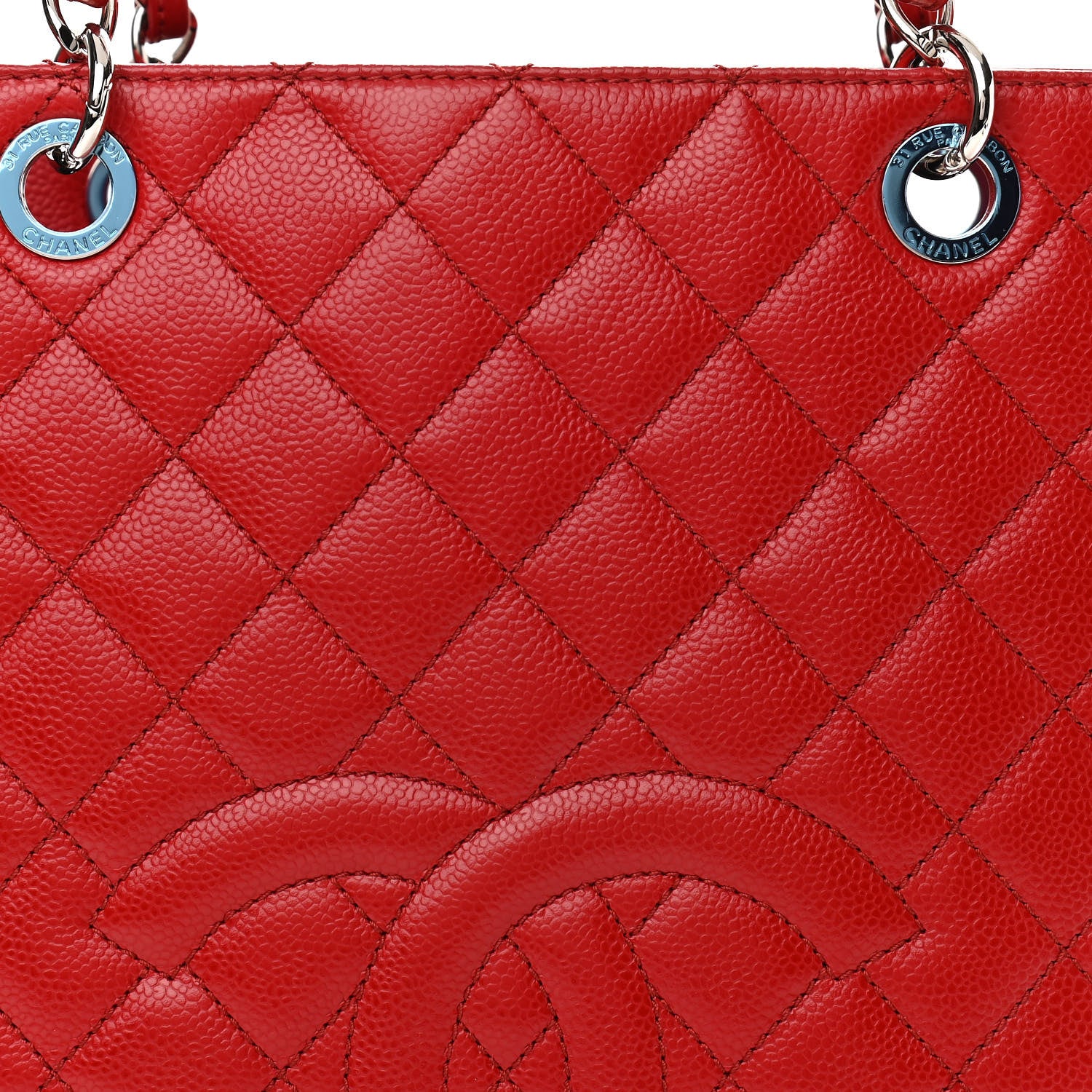 Chanel Caviar Quilted Vertical Grand Shopping Tote GST Red 7 of 9
