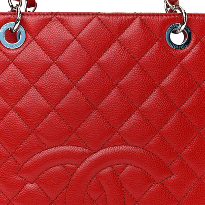 Chanel Caviar Quilted Vertical Grand Shopping Tote GST Red 7 of 9
