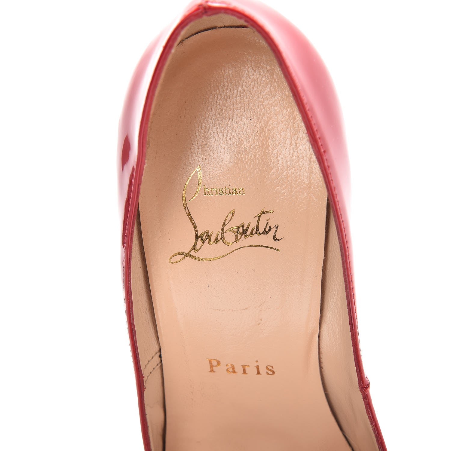 Christian Louboutin Patent Lady Peep 150 Pumps 35.5 Coquelicot 9 of 9