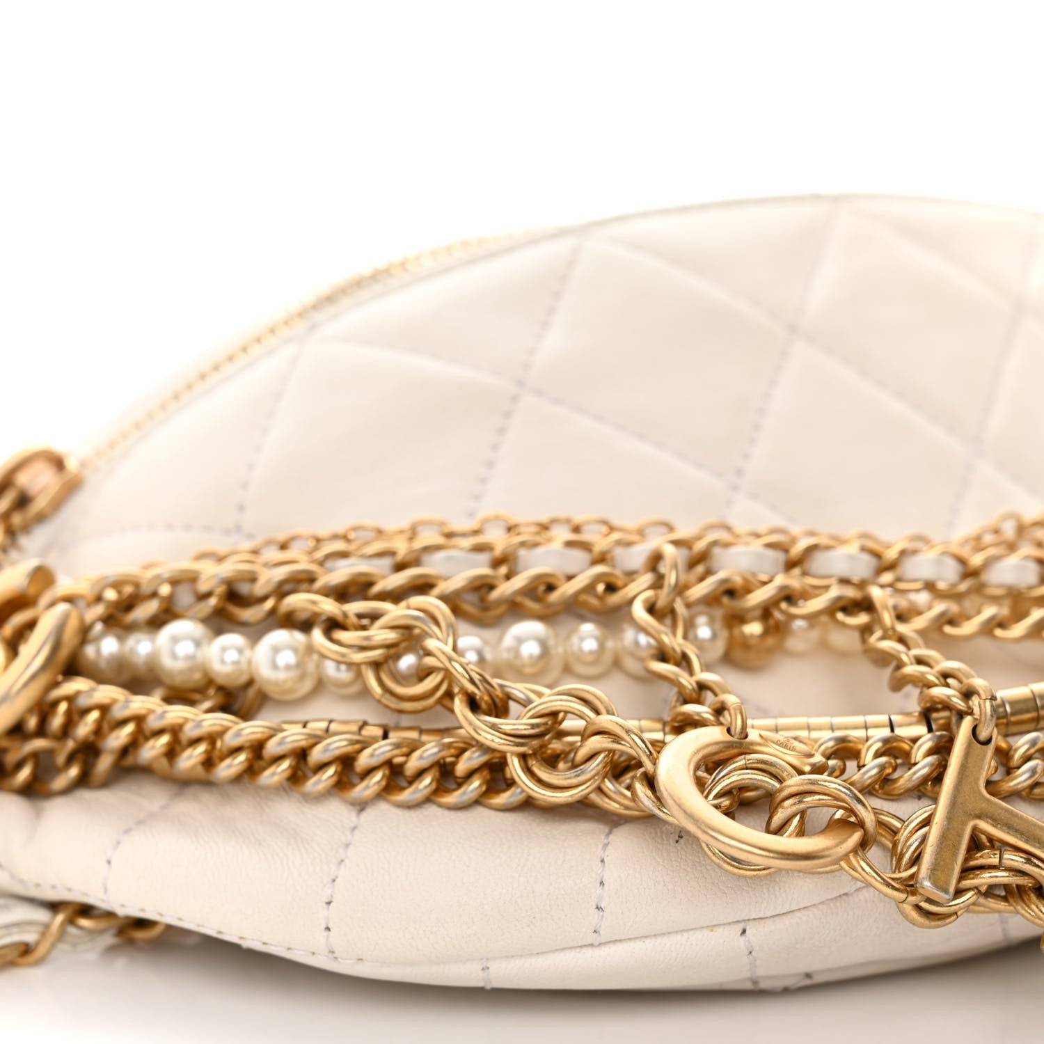 Chanel Lambskin Quilted All About Chains Waist Belt Bag White 9 of 11