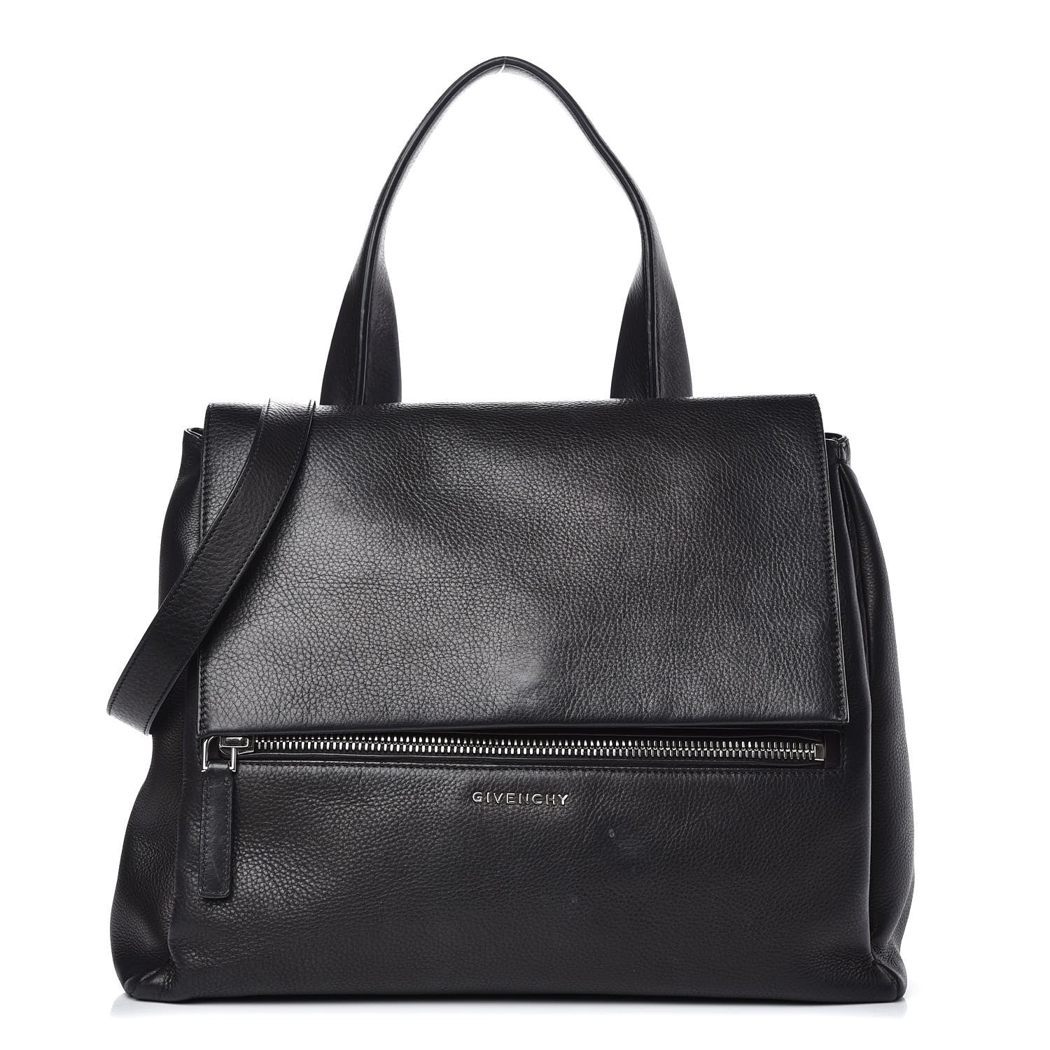 Givenchy Waxy Grained Calfskin Medium Pandora Pure Flap Bag Black 1 of 16