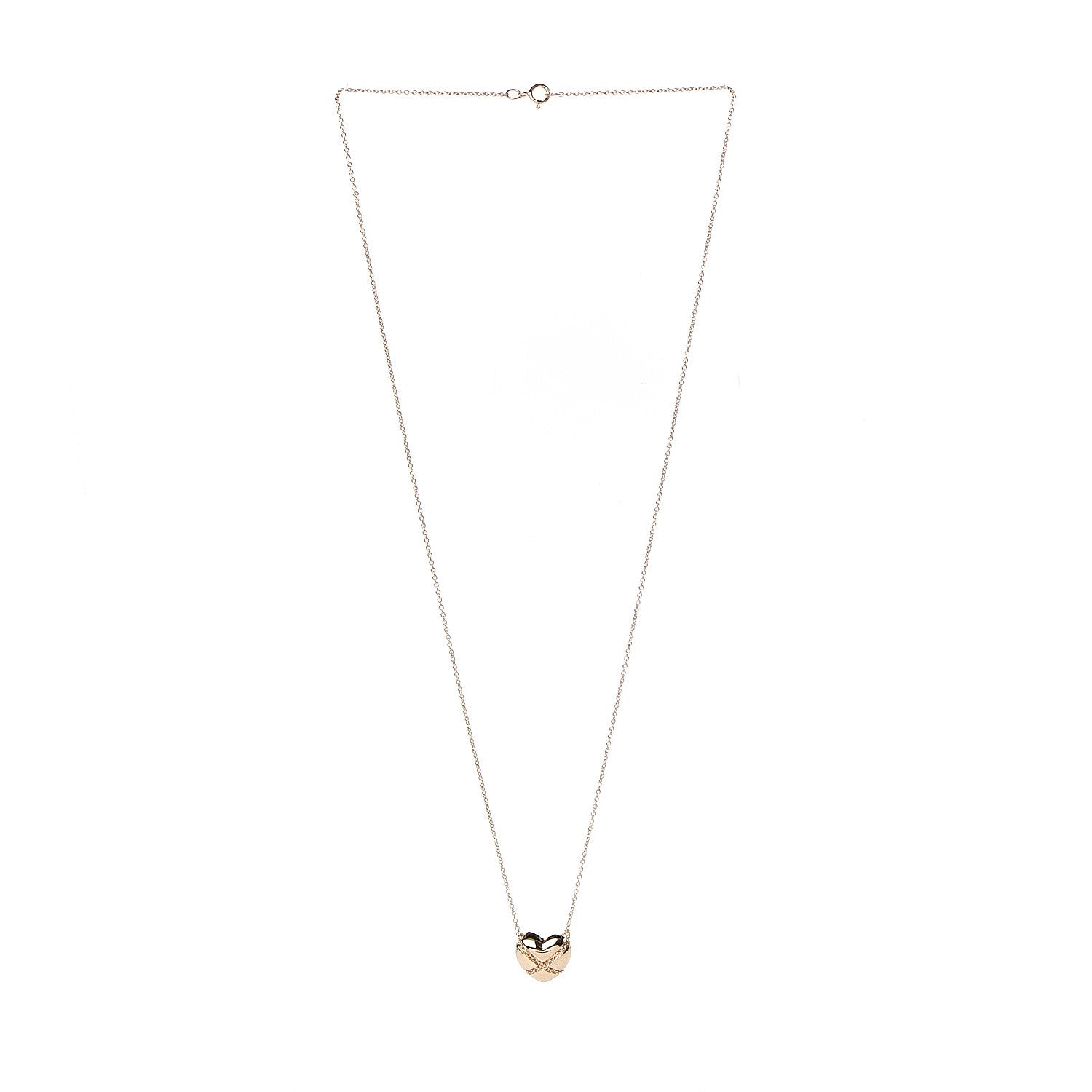Tiffany 18K Yellow Gold Crossover Heart Pendant Necklace 3 of 6
