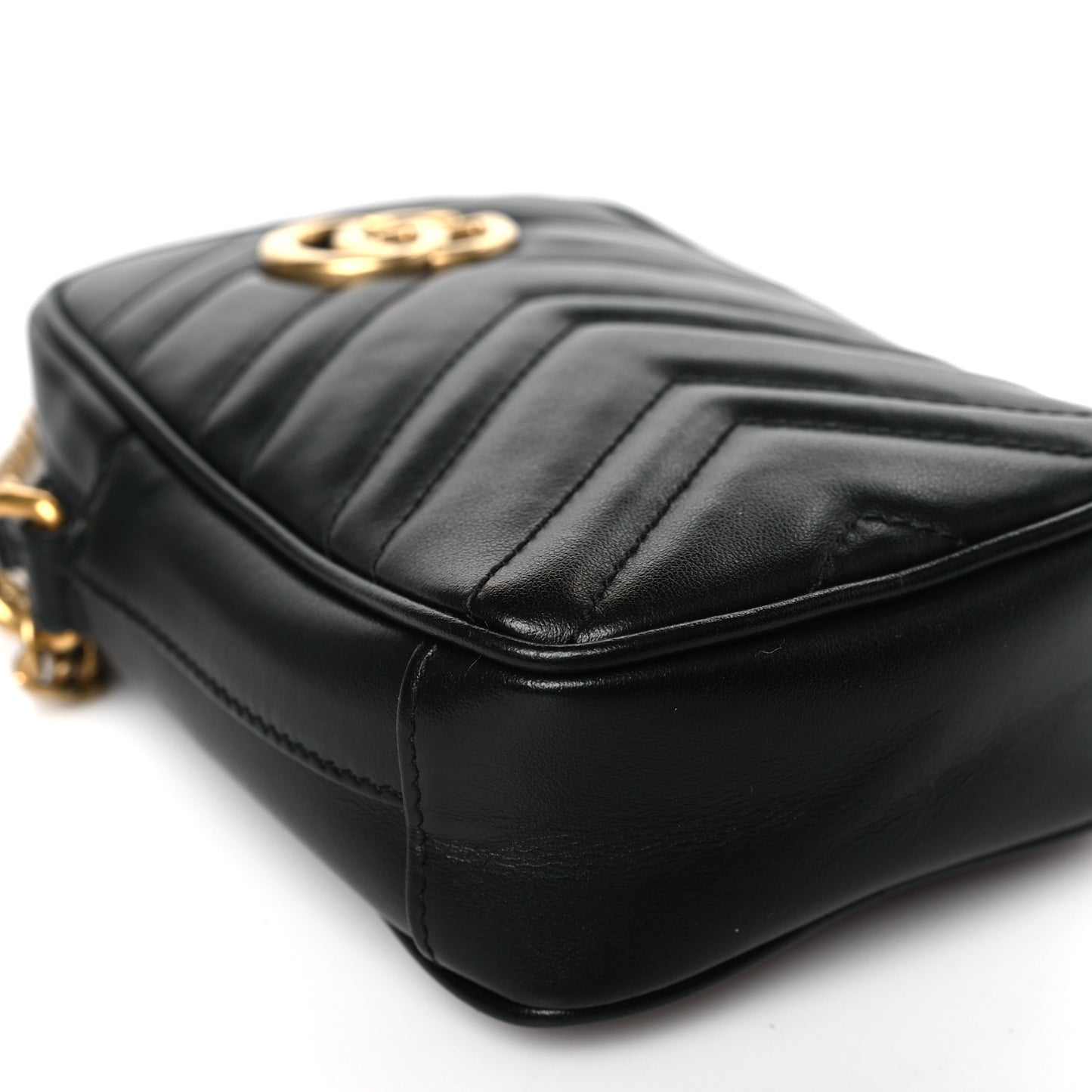 Calfskin Matelasse Mini GG Marmont Crossbody Bag Black