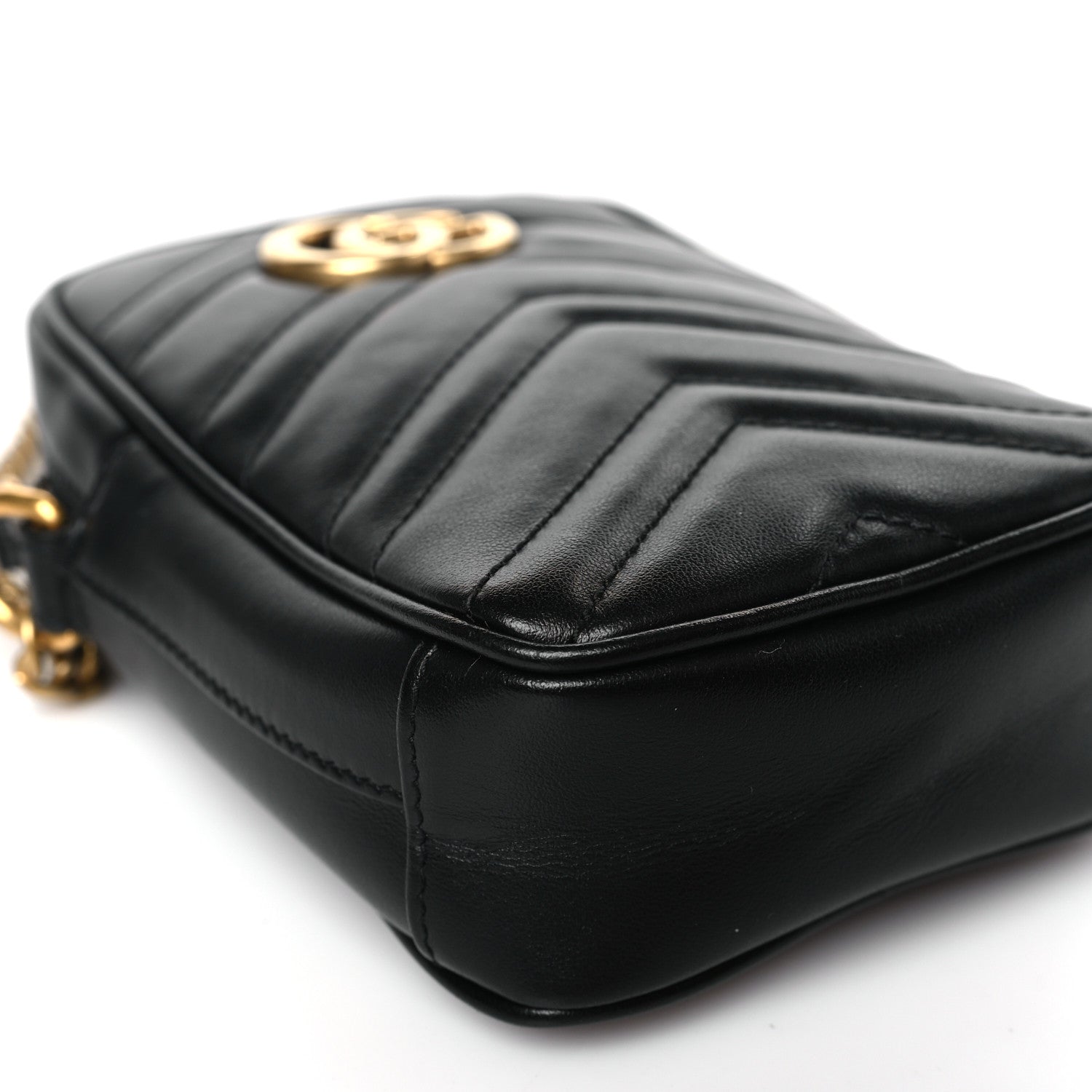 Gucci Calfskin Matelasse Mini GG Marmont Crossbody Bag Black 8 of 9