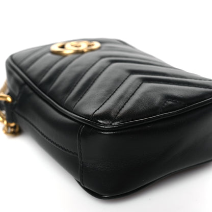 Gucci Calfskin Matelasse Mini GG Marmont Crossbody Bag Black 8 of 9