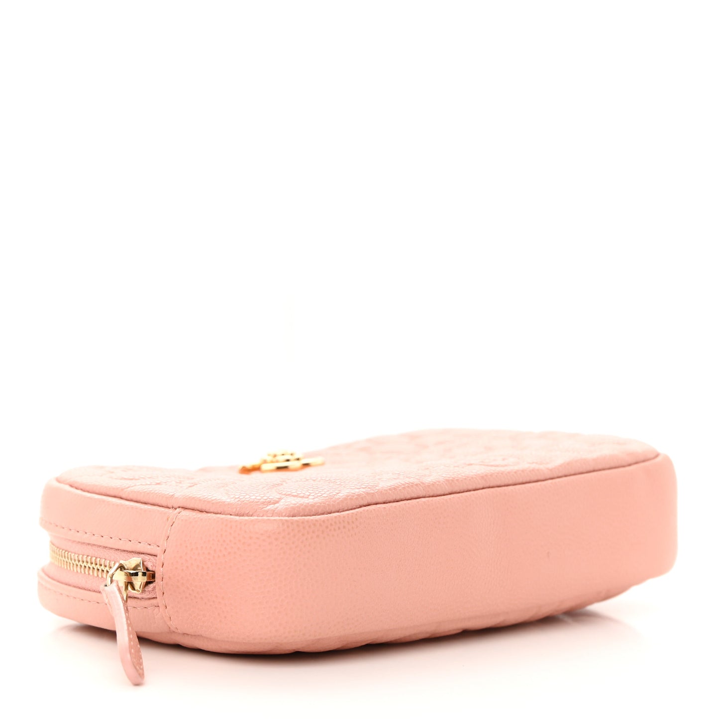 Caviar Camellia Embossed Small Cosmetic Case Nude
