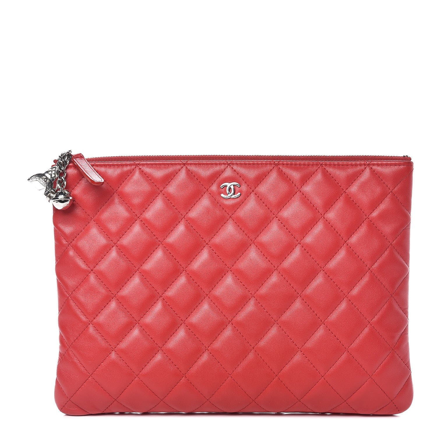 Chanel Lambskin Quilted Medium Ground Control Cosmetic Case Red 1 of 8