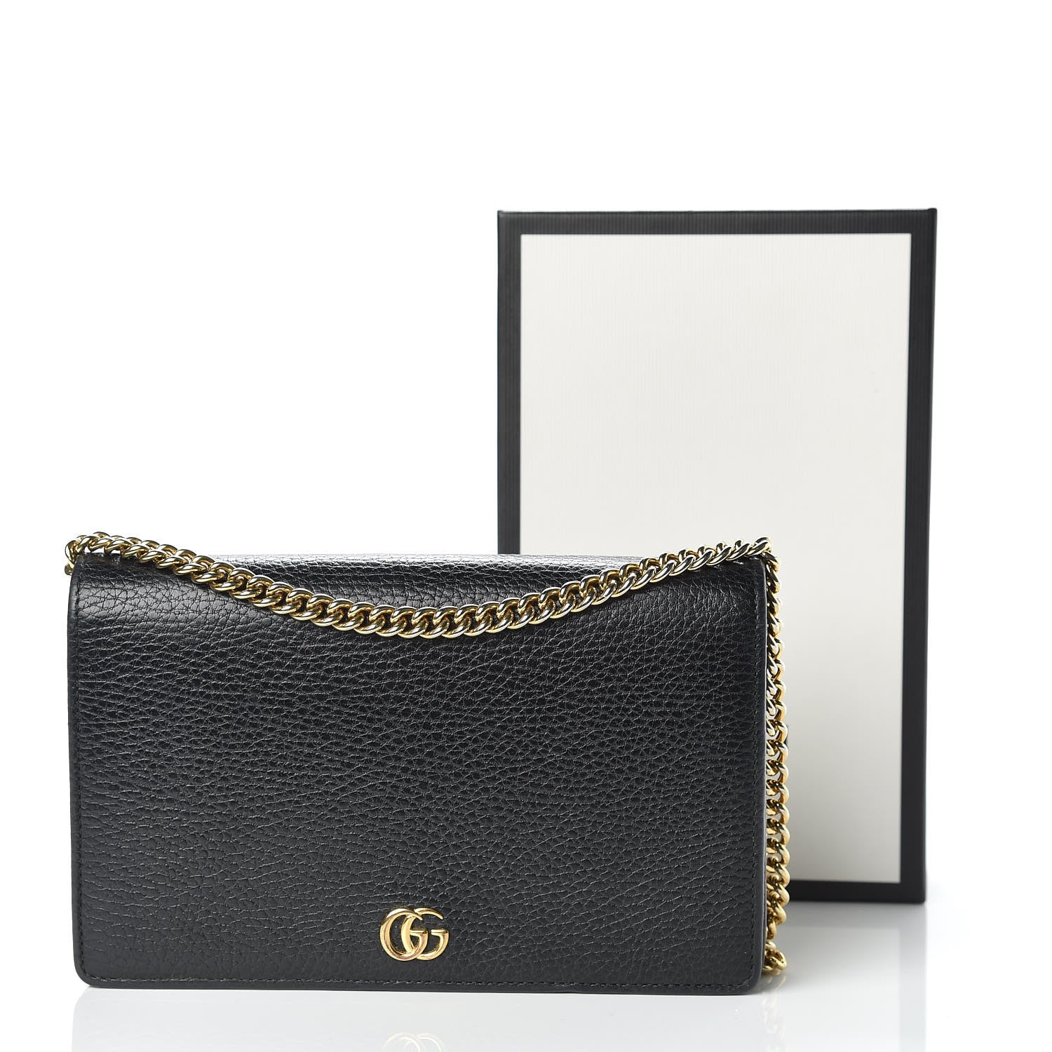 Gucci Calfskin Mini GG Marmont Chain Wallet Black 12 of 12