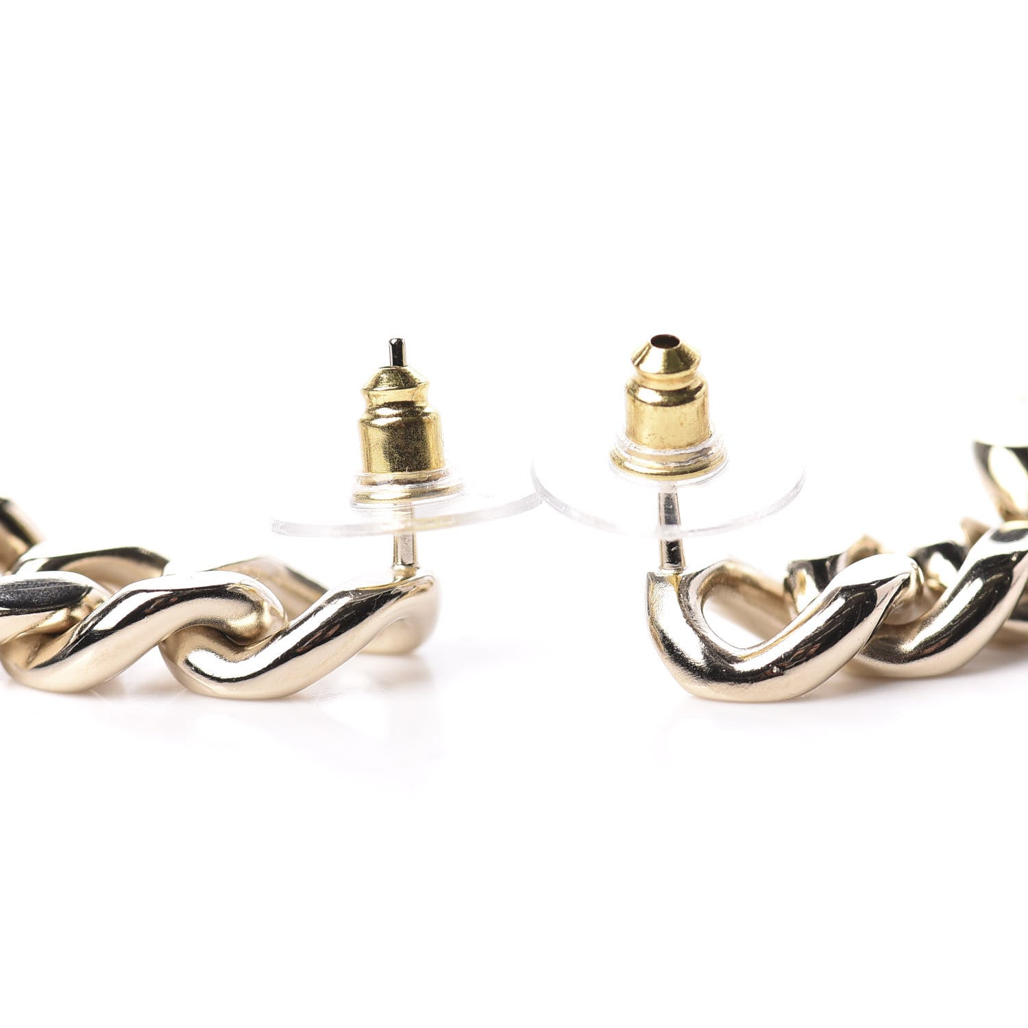 Chanel Crystal Dog Tag Charm Earrings Gold 3 of 5