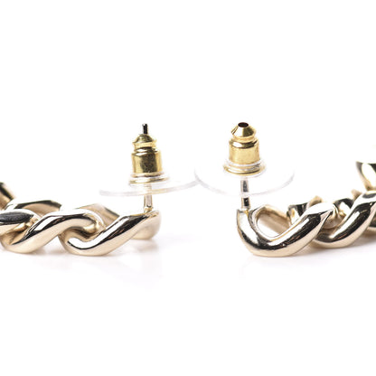 Chanel Crystal Dog Tag Charm Earrings Gold 3 of 5