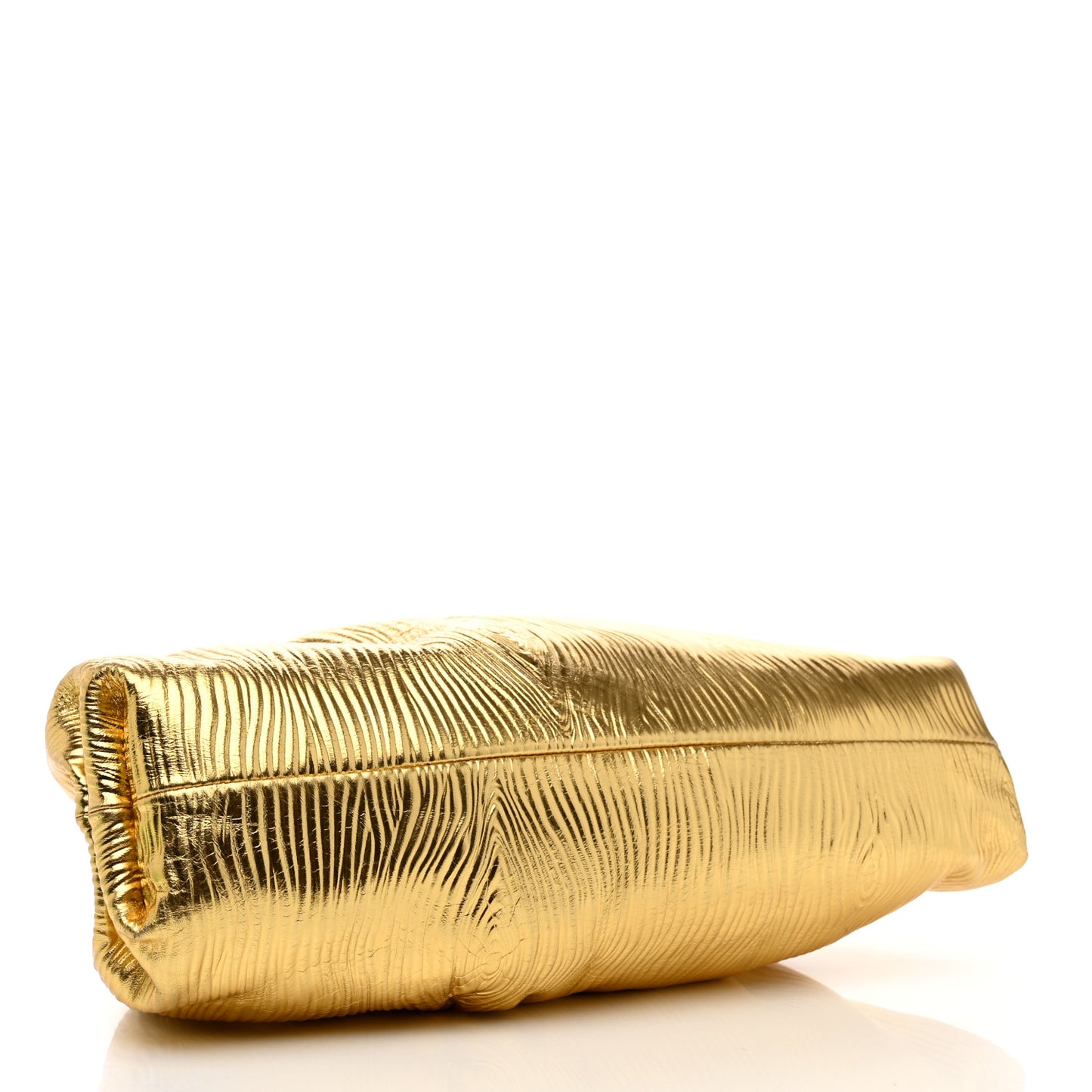 Metallic Bark Calfskin Embossed The Pouch Oversized Clutch Oro