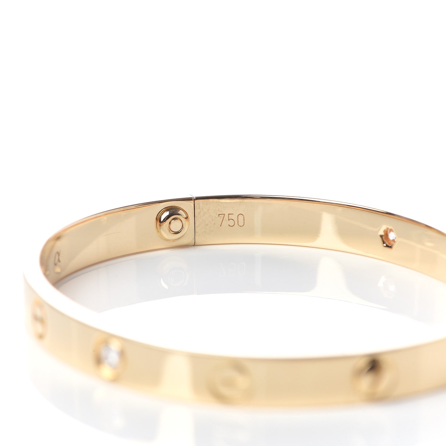 Cartier 18K Yellow Gold 4 Diamond LOVE Bracelet 17 6 of 6