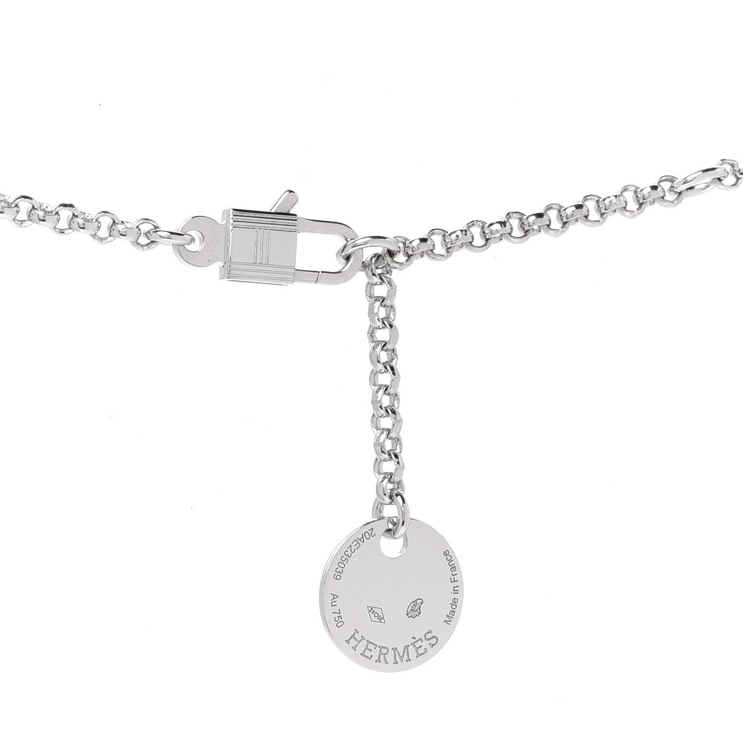 Hermes 18K White Gold Diamond PM Kelly Clochette Necklace 4 of 5