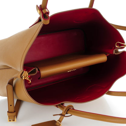 Prada Saffiano Cuir Large Double Bag Caramel 5 of 8