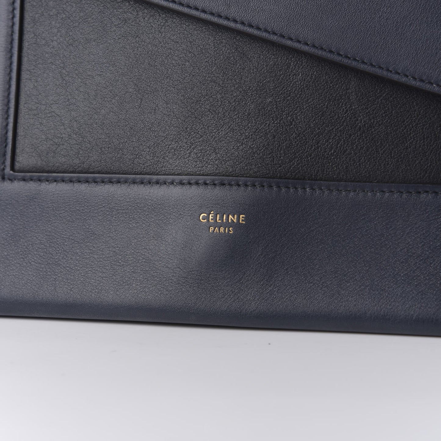 Shiny Smooth Calfskin Medium Frame Shoulder Bag Black Navy