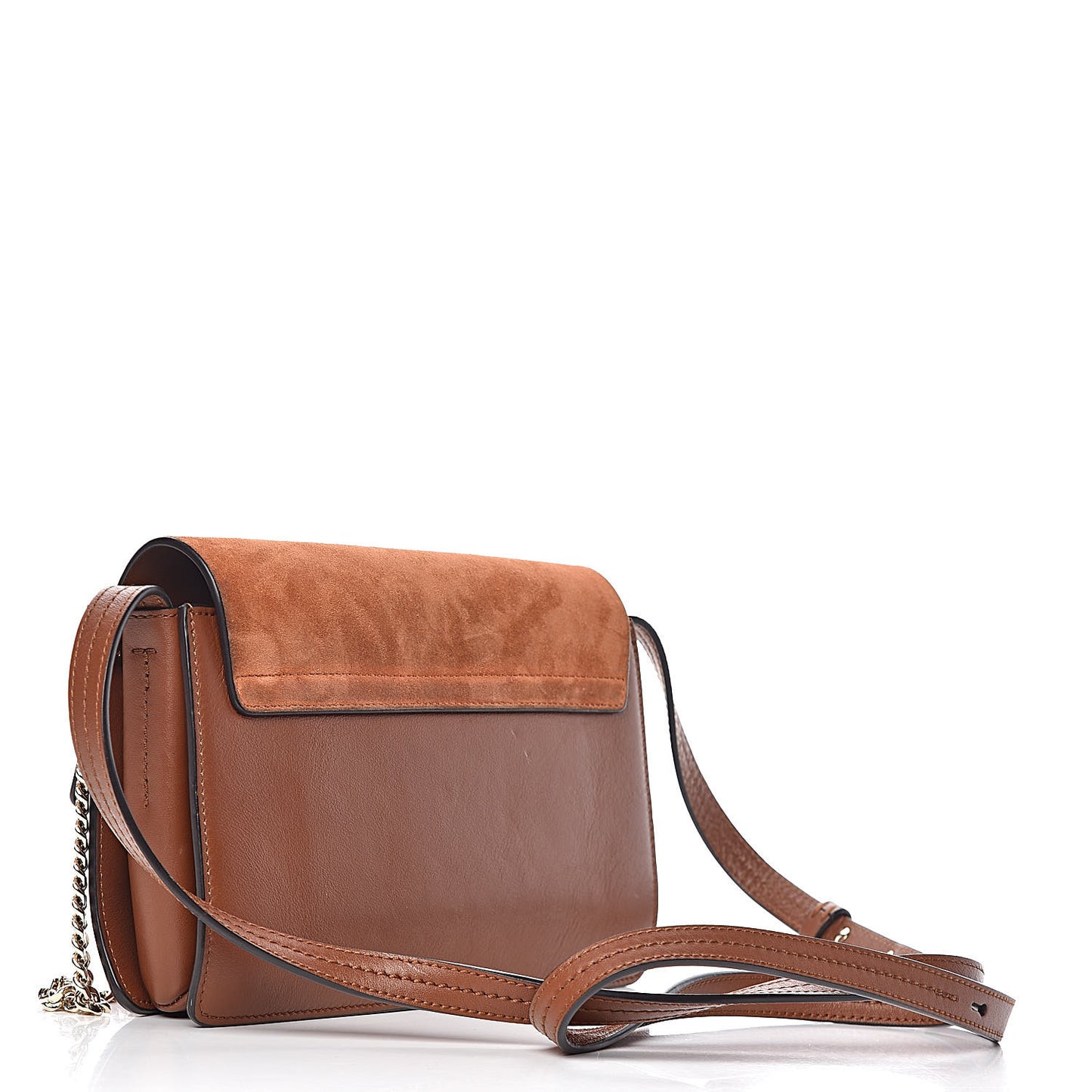 Suede Calfskin Small Faye Shoulder Bag Tobacco