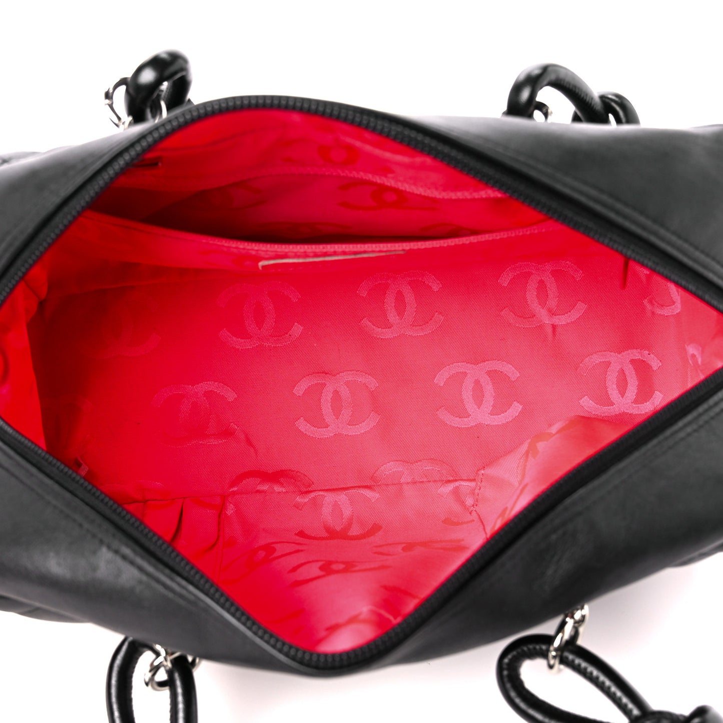 Calfskin Quilted Large Cambon Bowler Black White