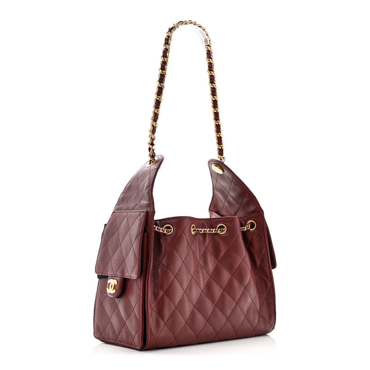 Chanel Caviar Quilted Small Chanel 25 Handbag Burgundy 3 of 10