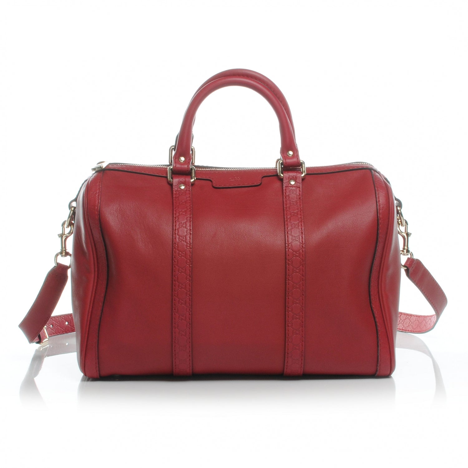 Gucci Leather Vintage Web Medium Boston Red 1 of 13