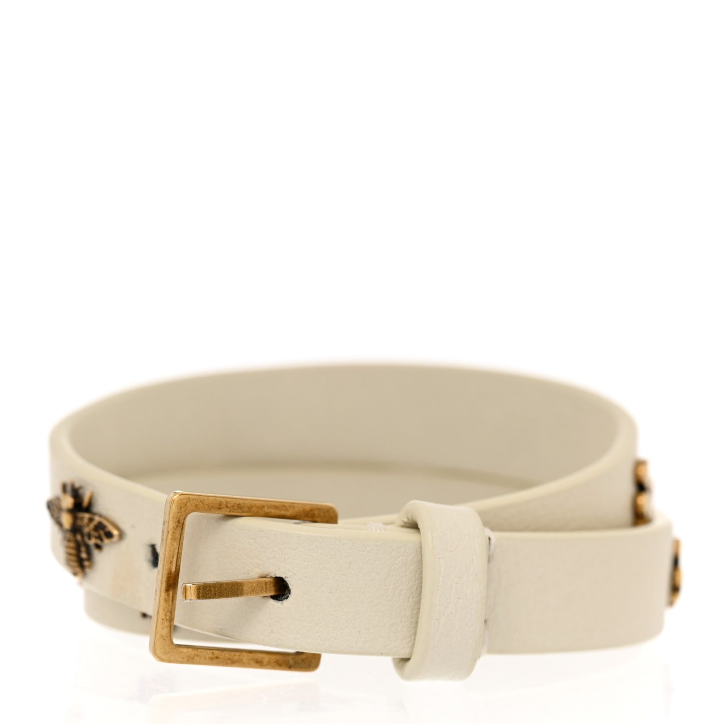 Calfskin Bee Double Bracelet White
