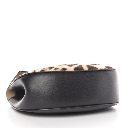 Chloe Calfskin Calf Hair Leopard Print Drew Shoulder Bag Black 4 of 9