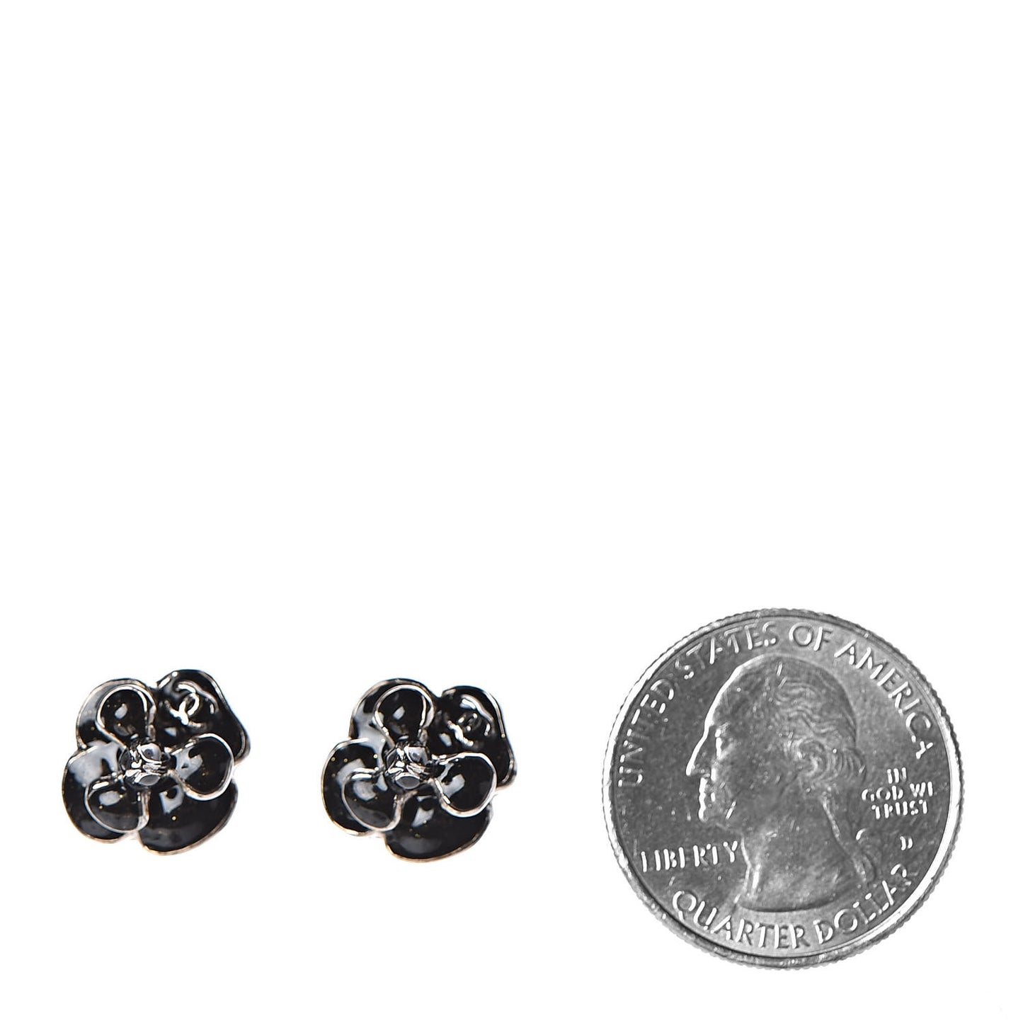 Enamel CC Camellia Earrings Black