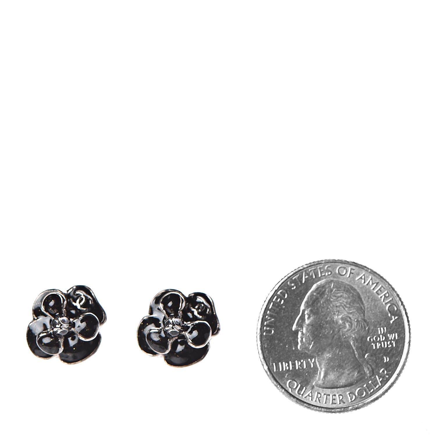 Chanel Enamel CC Camellia Earrings Black 2 of 3