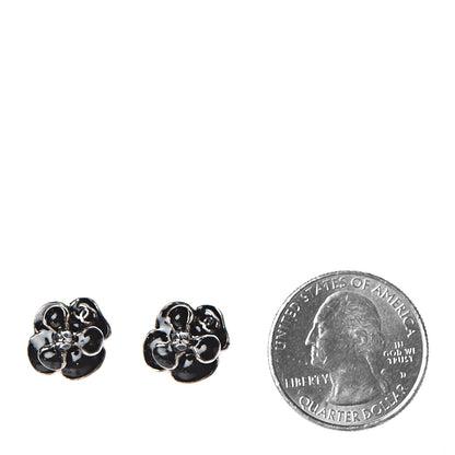 Chanel Enamel CC Camellia Earrings Black 2 of 3