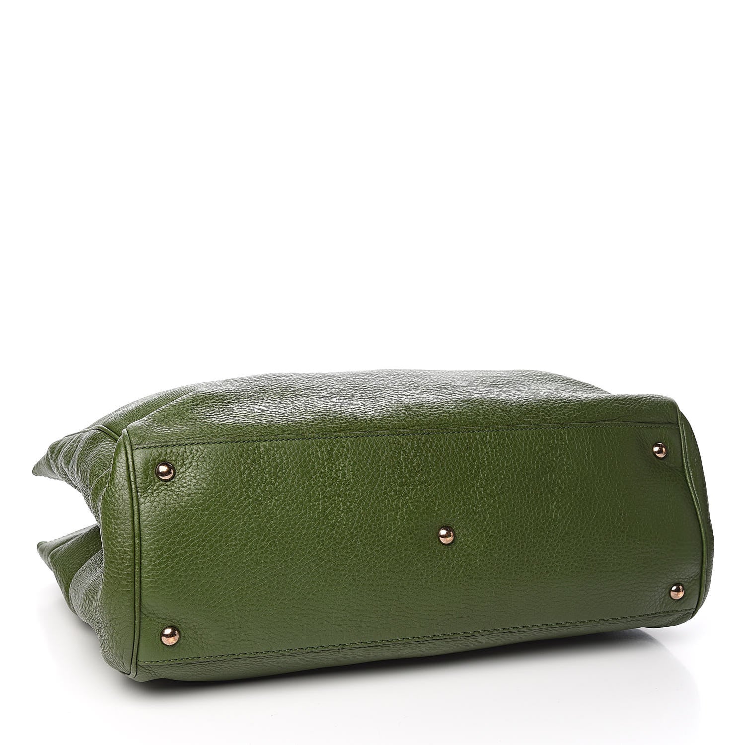 Gucci Pebbled Calfskin Large Bamboo Shopper Tote Green 4 of 15