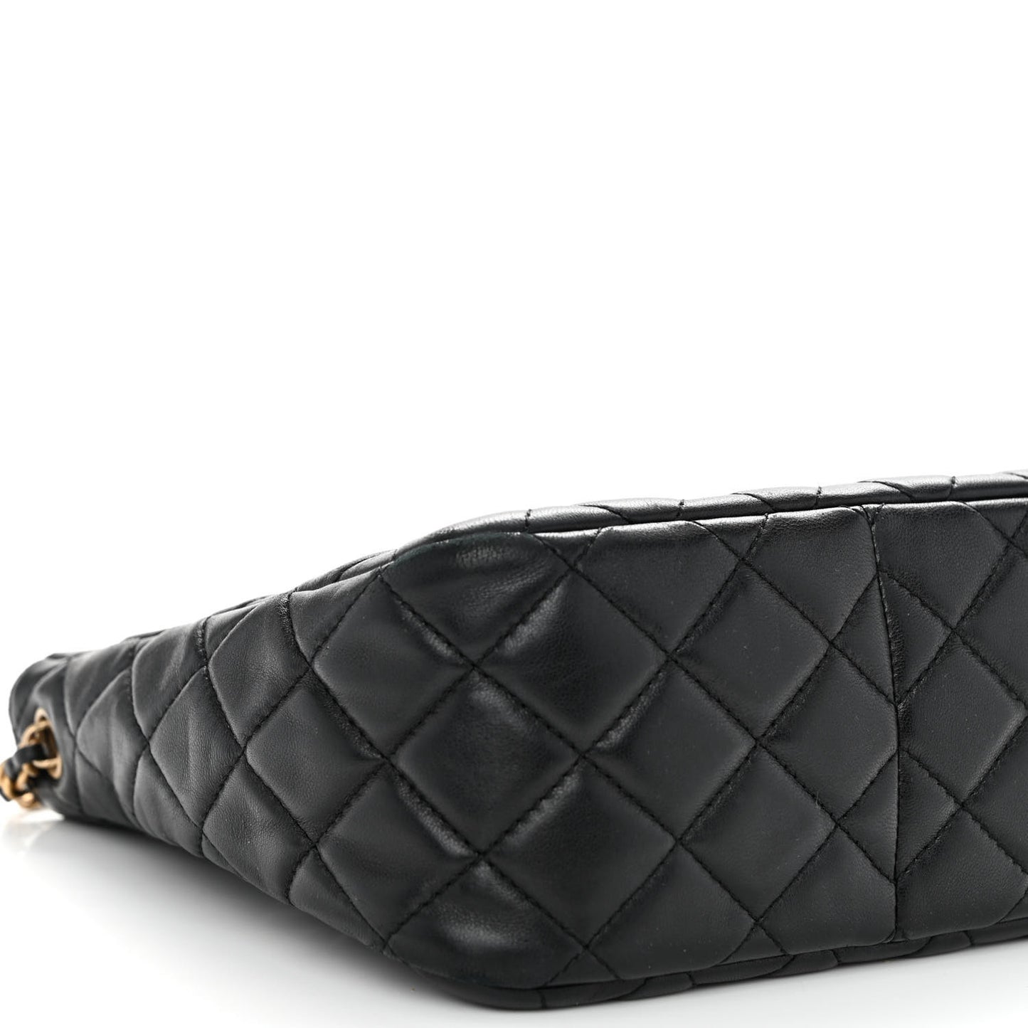 Lambskin Quilted Small Pearl Crush Hobo Black