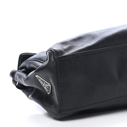 Prada Royal Calf Easy Foldover Pushlock Satchel Black 8 of 9