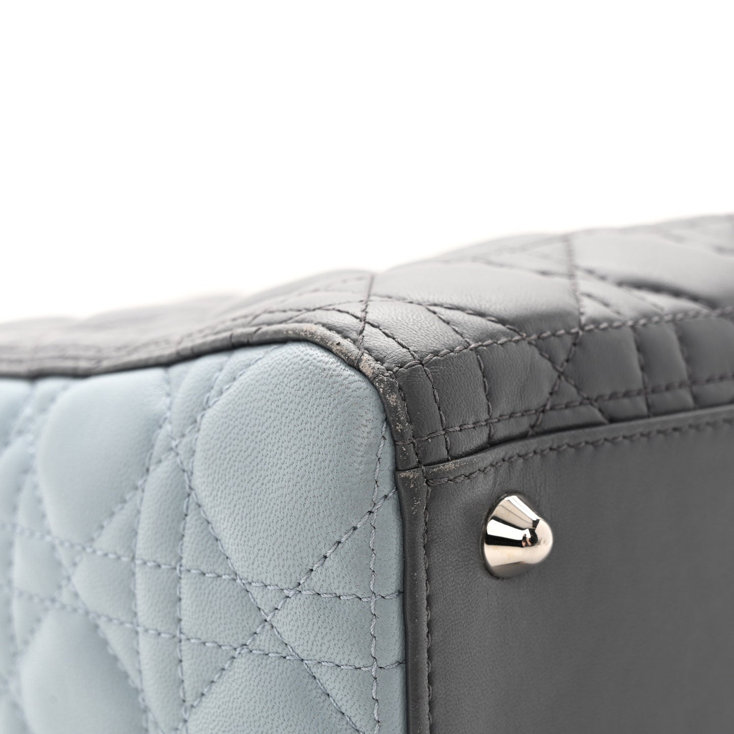 Lambskin Cannage Large Tri-Color Lady Dior Grey Blue Pink
