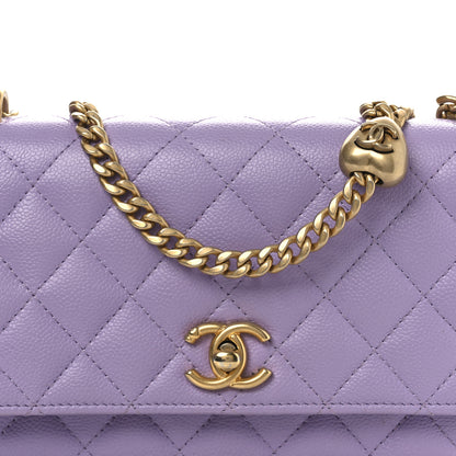 Chanel Caviar Quilted Sweetheart Wallet On Chain WOC Light Purple 9 of 16