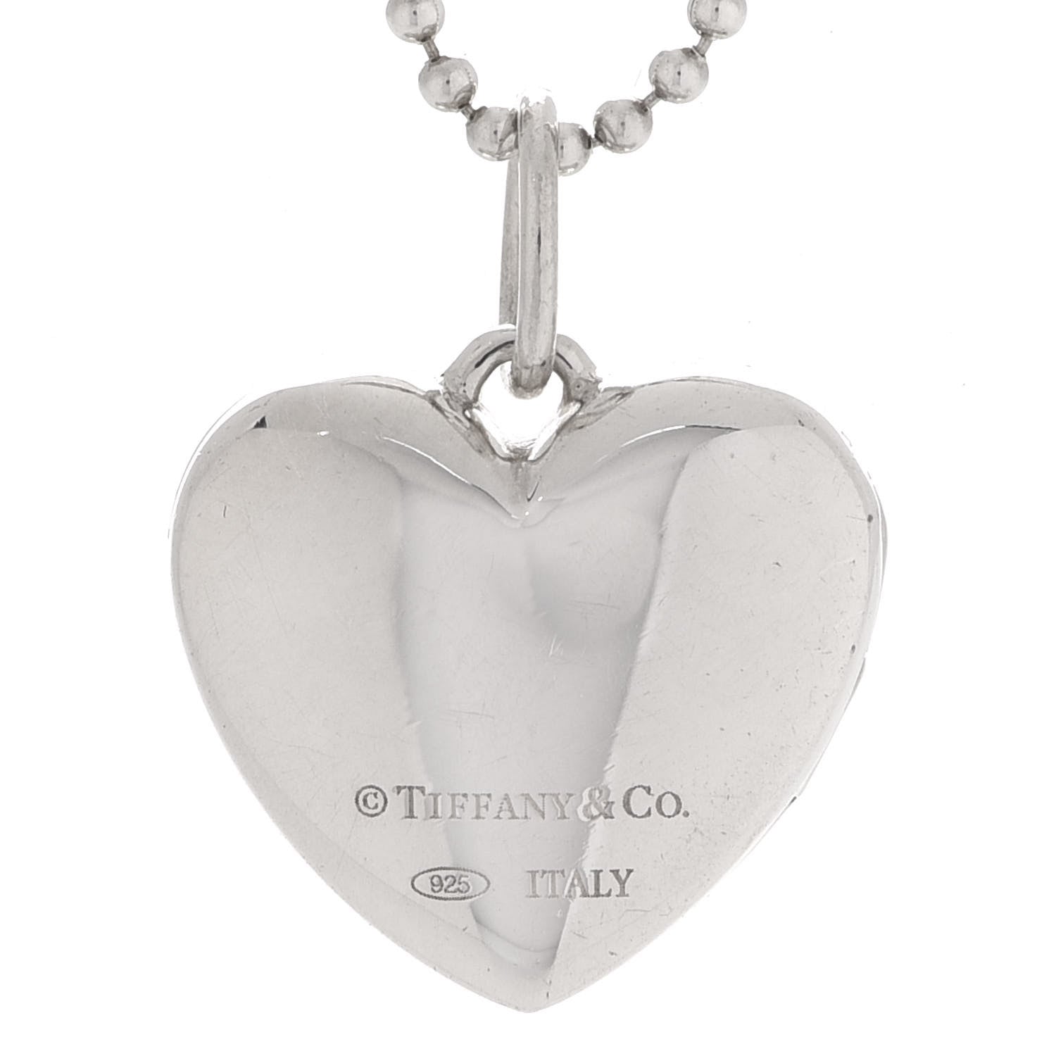 Tiffany Sterling Silver I Love You Heart Locket Pendant Necklace 5 of 7