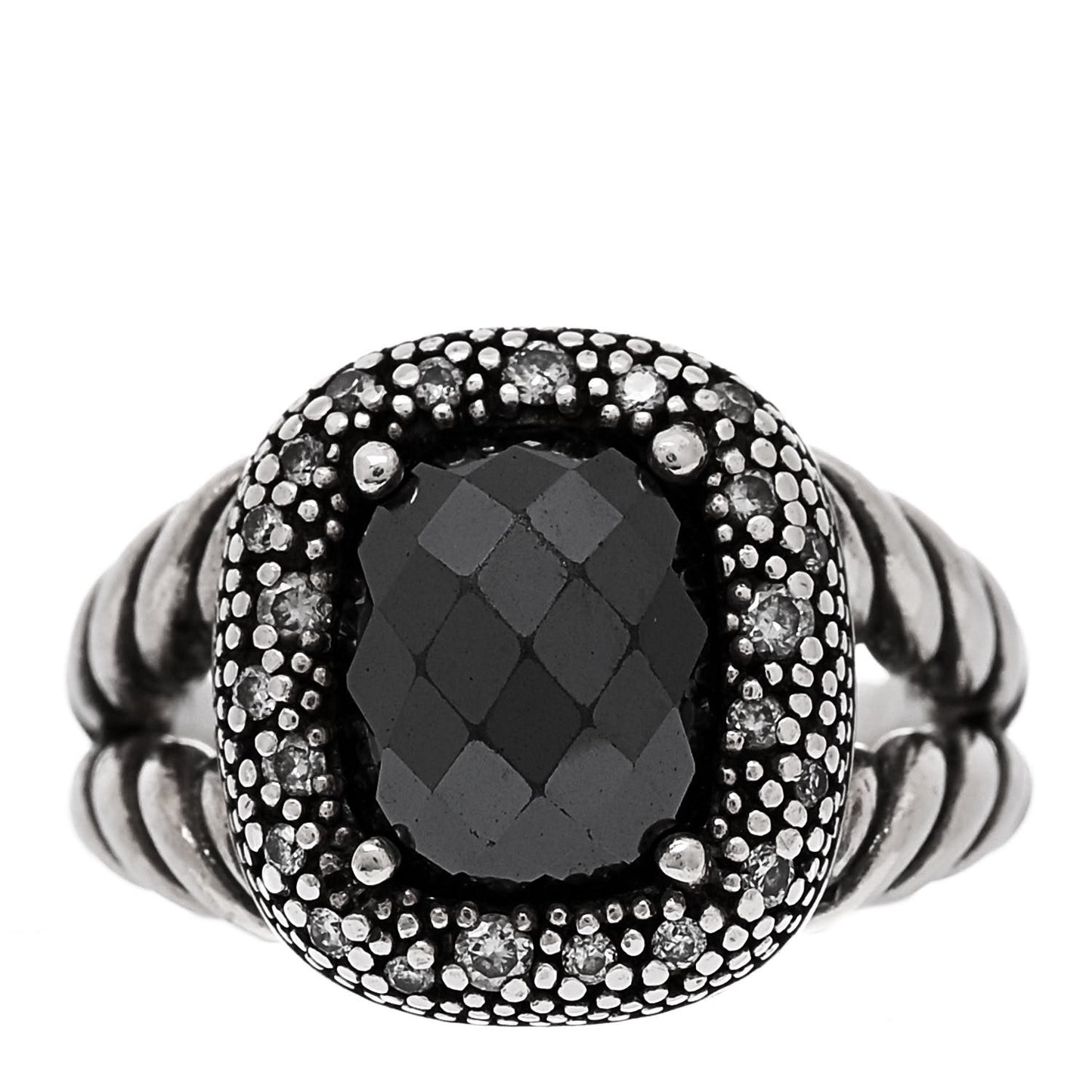 Sterling Silver Diamond Hematite 14mm Midnight Melange Ring 49 4.75