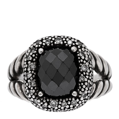 David Yurman Sterling Silver Diamond Hematite 14mm Midnight Melange Ring 49 4.75 1 of 5