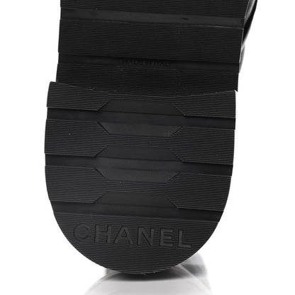 Chanel Shiny Lambskin Quilted Lace Up Combat Boots 39.5 Black 9 of 16