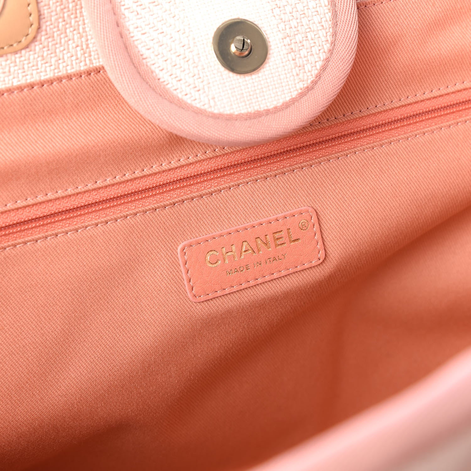 Chanel Mixed Fibers Calfskin Striped Medium Deauville Tote Light Pink 9 of 10