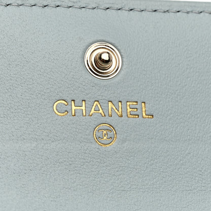 Chanel Lambskin Quilted Pearl CC Chanel Flap Card Holder Light Blue 6 of 9