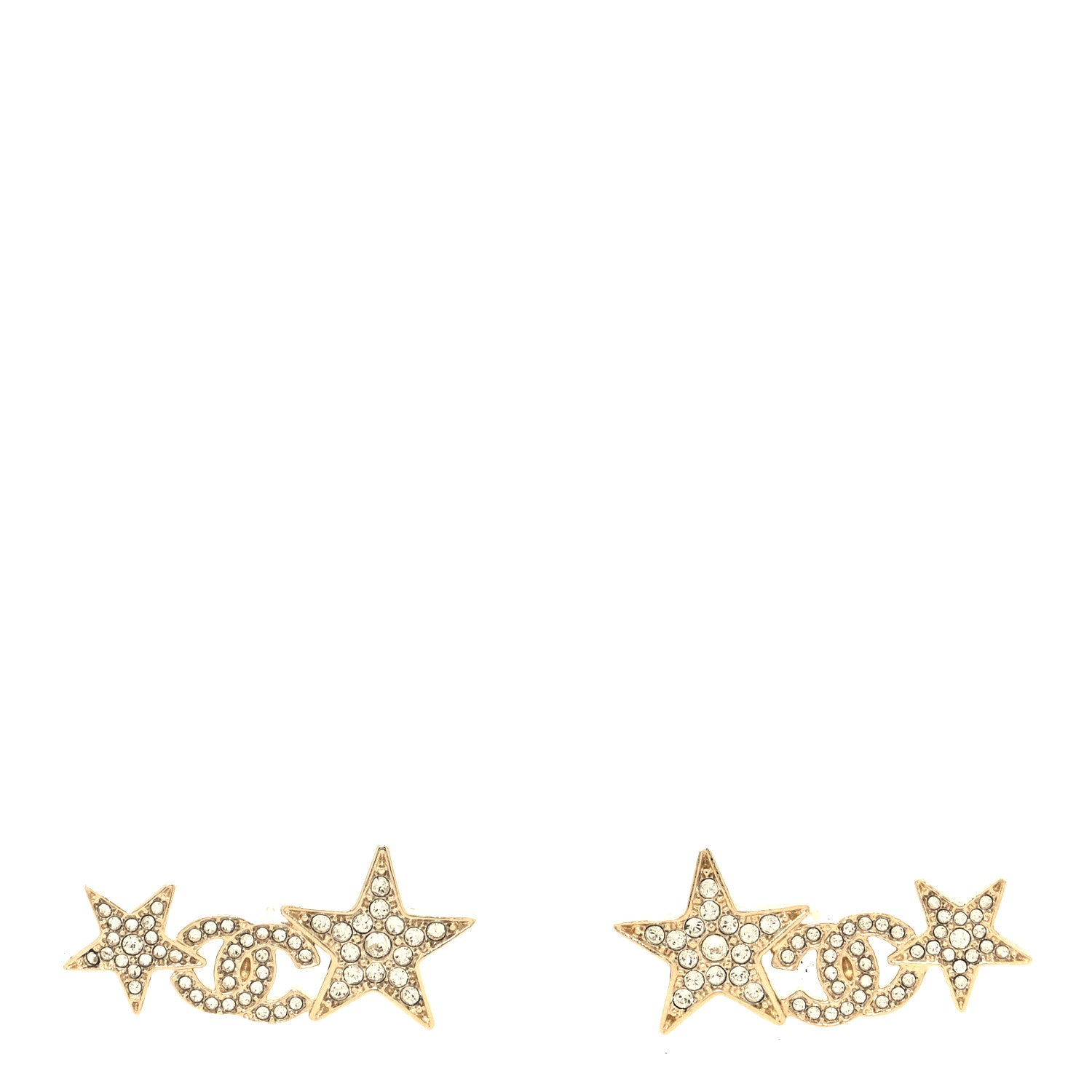 Chanel Crystal Star CC Earrings Gold 1 of 4