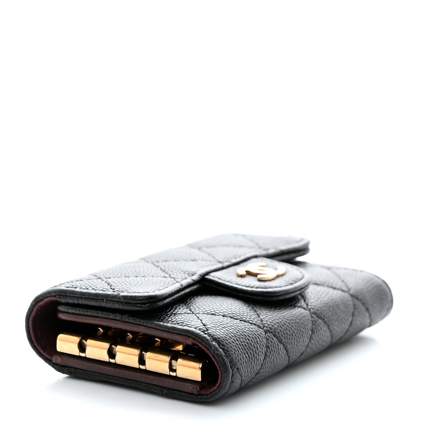 Caviar Quilted Classic 4 Key Holder Wallet Black