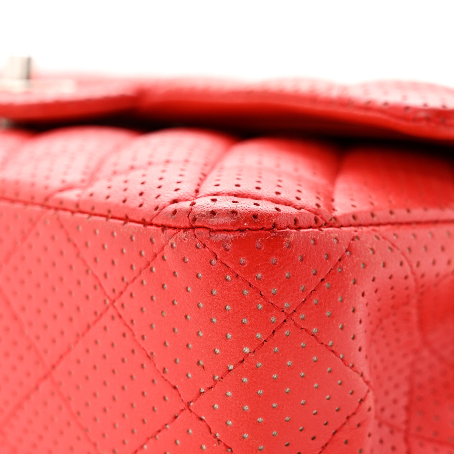 Chanel Lambskin Perforated Medium Double Flap Red 10 of 28