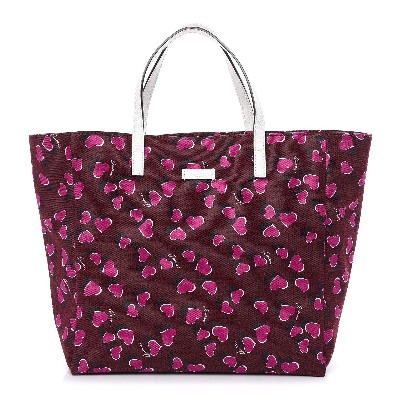 Gucci Canvas Heartbeat Print Medium Tote New Wine 1 of 11