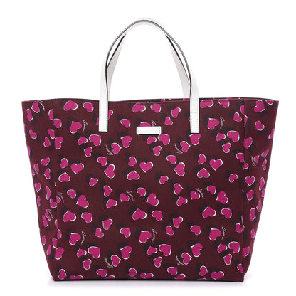 Gucci Canvas Heartbeat Print Medium Tote New Wine 1 of 11
