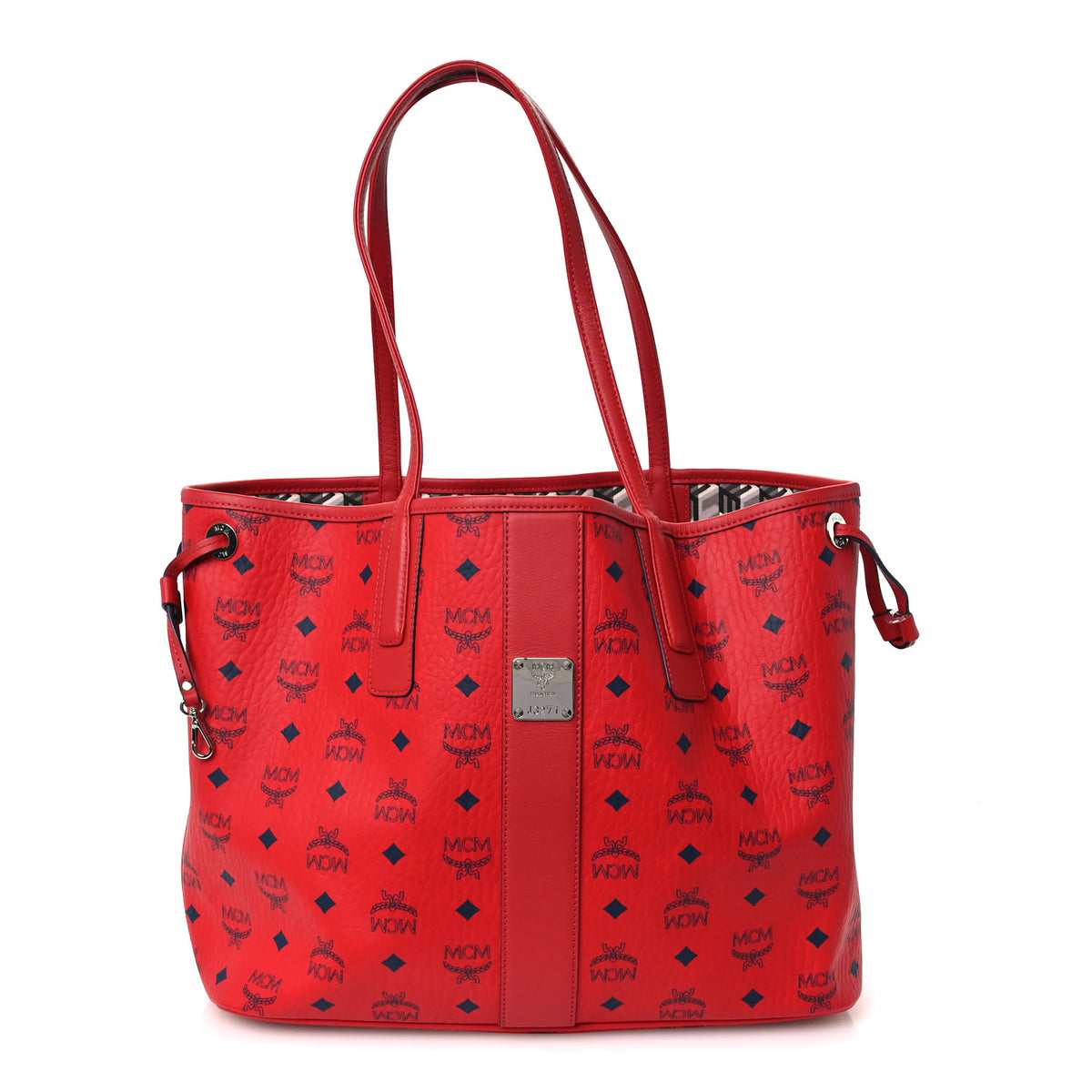 MCM Visetos Medium Liz Reversible Shopper Tote Ruby Red 1 of 19