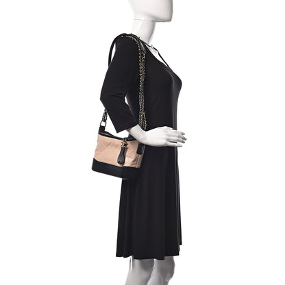 Chanel Aged Calfskin Quilted Small Gabrielle Hobo Beige Black 2 of 12