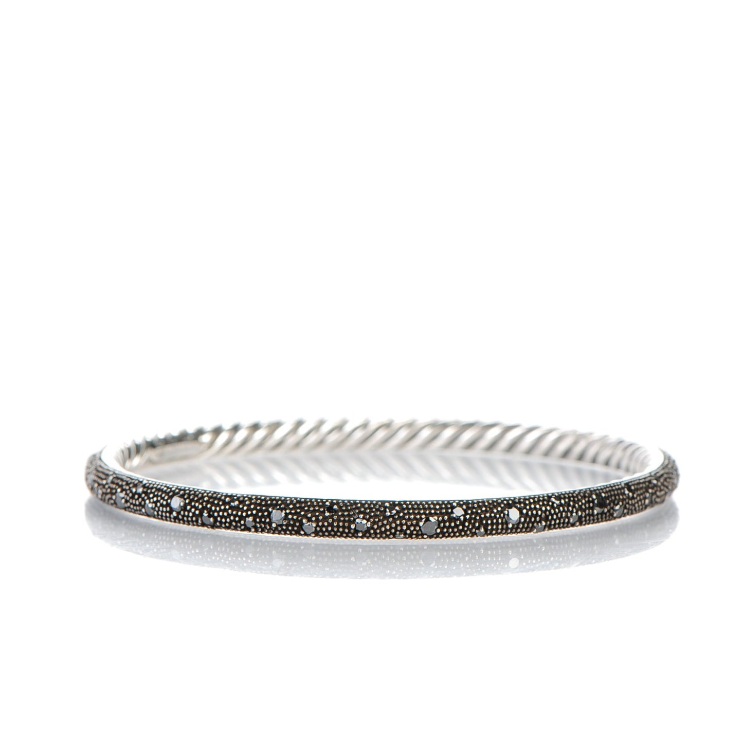Sterling Silver Black Diamond 4mm Midnight Melange Bangle Bracelet