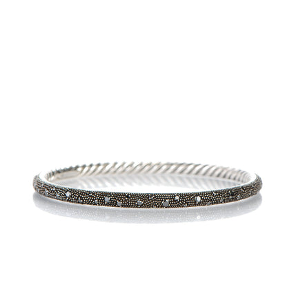 David Yurman Sterling Silver Black Diamond 4mm Midnight Melange Bangle Bracelet 3 of 4