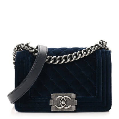 Chanel Velvet Quilted Small Boy Flap Marine Fonce 1 of 10