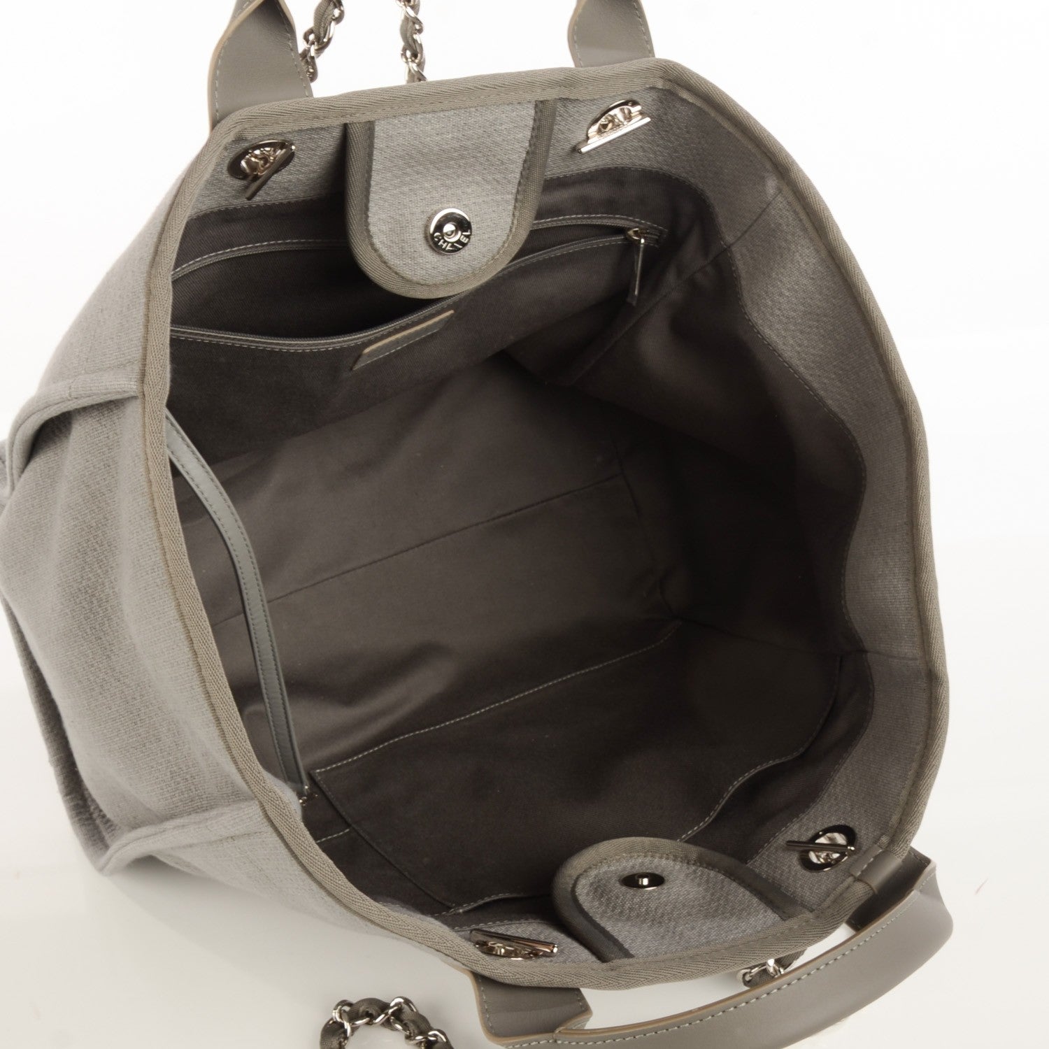 Chanel Canvas Deauville Large Tote Grey 5 of 8